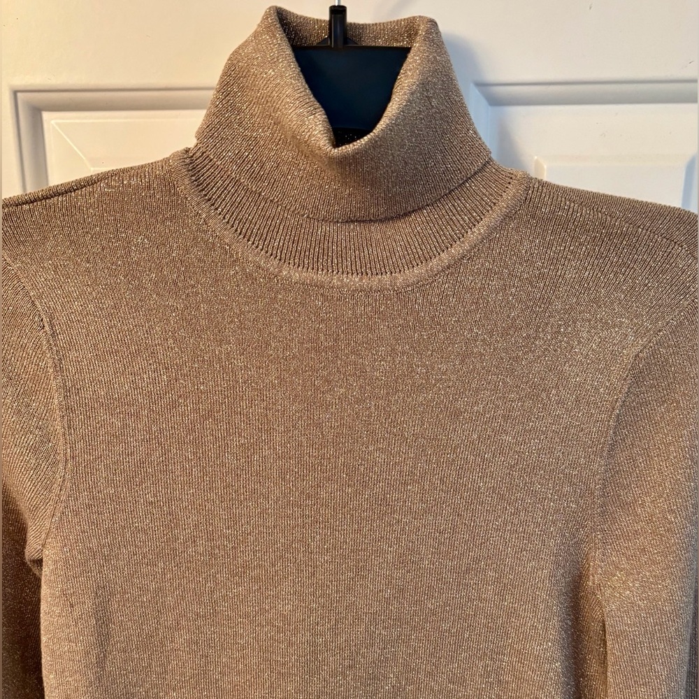 Chico’s Turtleneck Sparkle Sweater in Dark Metallic Gold